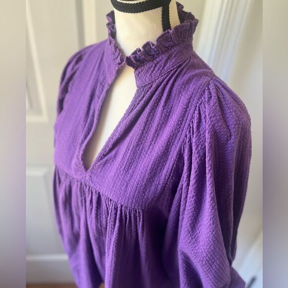 NEVER A WALLFLOWER Blouse Women's High Neck Top Purple size Small - Picture 2 of 5